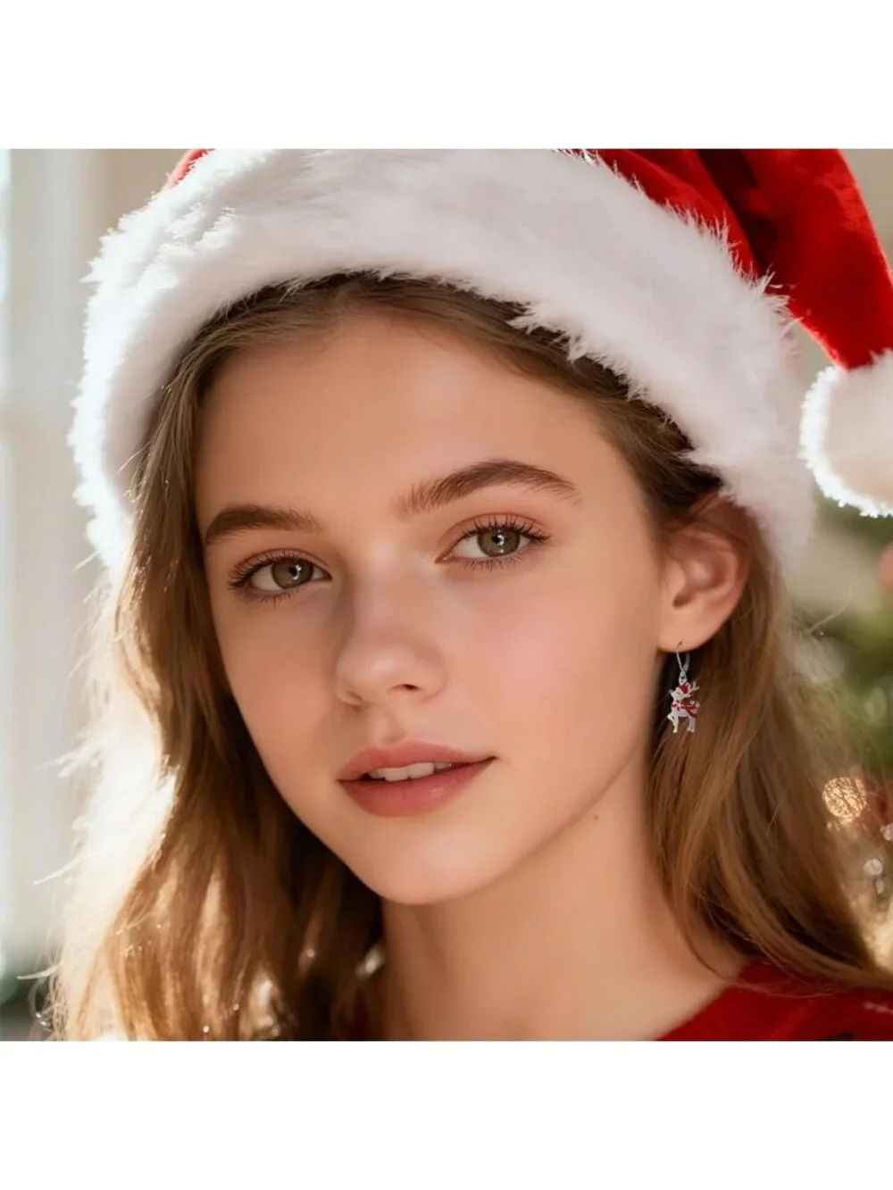 Festive Sterling Silver Dangle Reindeer Earrings for Women - Holiday Jewelry